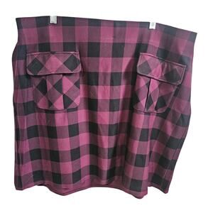 Torrid Size 3X Buffalo Plaid Mini Skirt Burgundy Black K-Pop Emo Alt Punk NWT